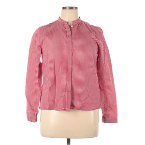 TALBOTS | Striped Red White Collarless Shirt 14